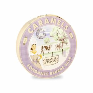 Boîte bois ronde caramels fondants beurre salé