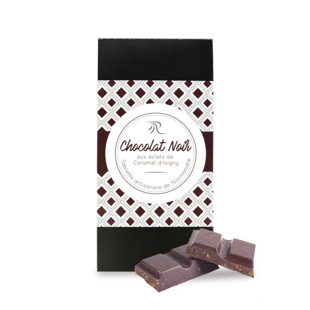 Tablette chocolat noir aux éclats de caramel - 90g