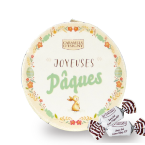 Boîte bois Joyeuses Pâques caramels beurre salé à la Crème d'Isigny A.O.P. - 75g